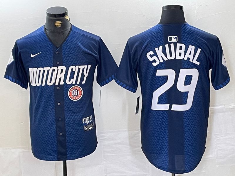 Men Detroit Tigers #29 Skubal Blue City Edition Nike 2024 MLB Jersey style 4->detroit tigers->MLB Jersey